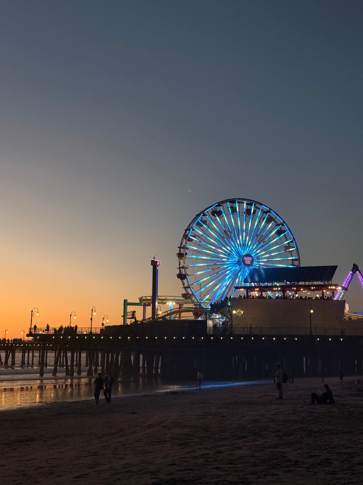 Santa Monica Pier Night Glow Phone Wallpaper