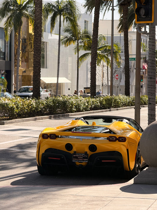 Beverly Hills Supercar & Palm Trees Phone Wallpaper