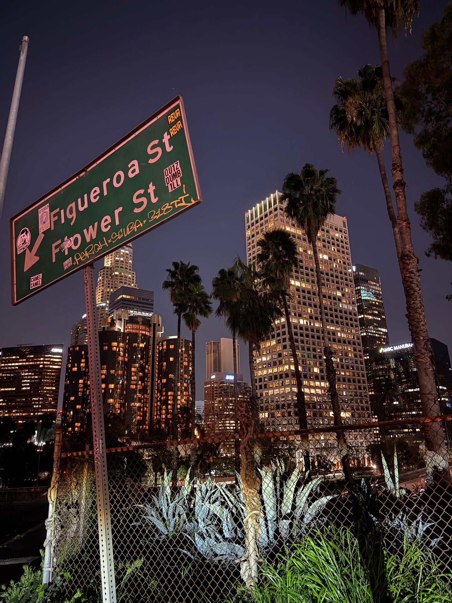 Downtown LA Streetsign Nights Phone Wallpaper